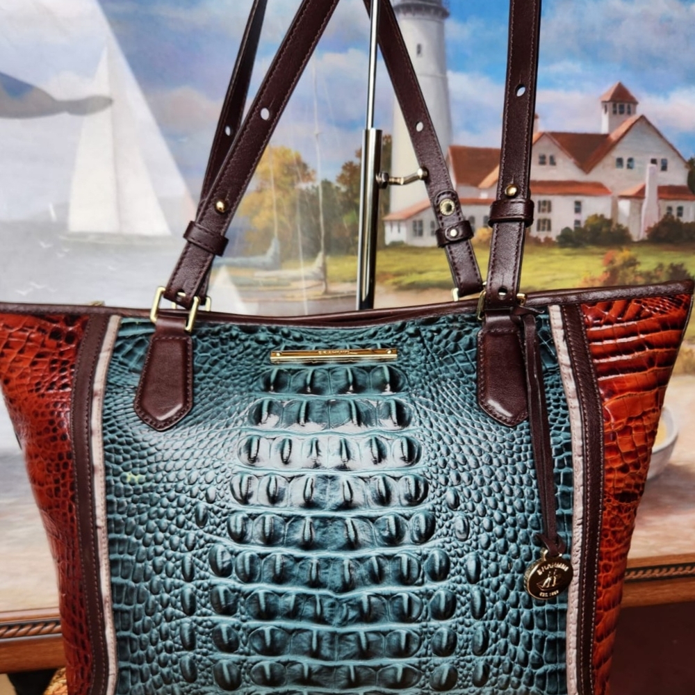 Brahmin Asher Ivy Figaro Medium Croc Embossed Leather Tote